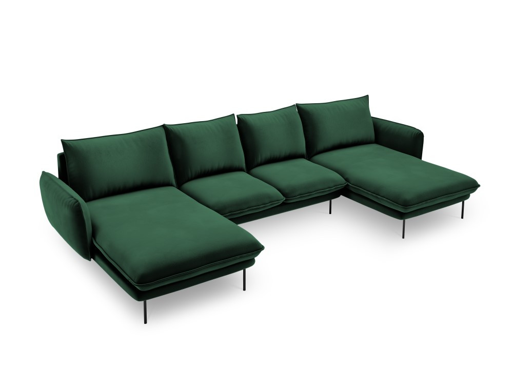 Poze Coltar tapitat Vienna 6 locuri velvet/picioare negru – L350 x l170 x h95