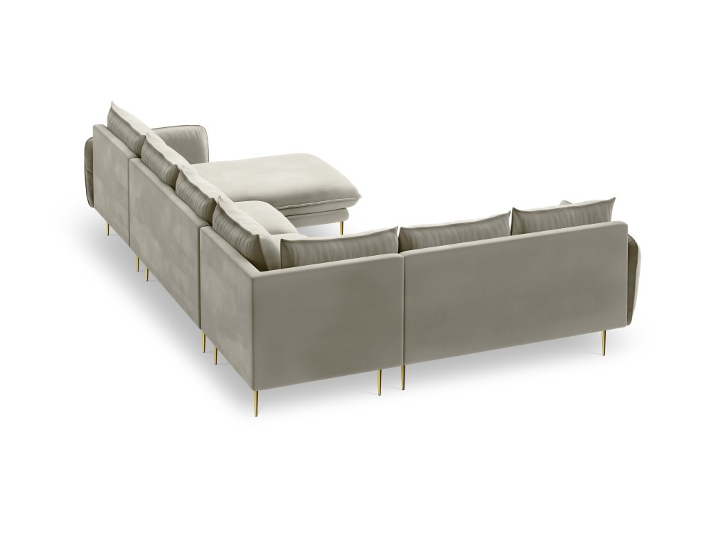 Poze Coltar tapitat Vienna 7 locuri velvet/picioare gold – L330 x l235 x h95