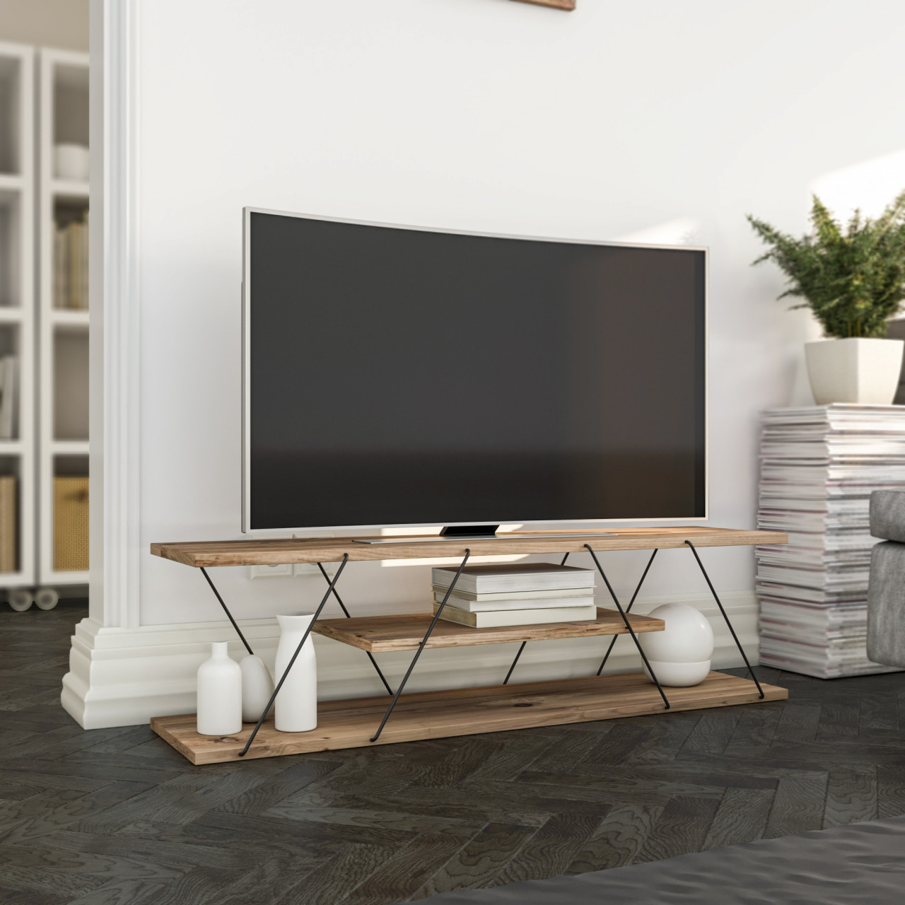 Poze Comoda TV Canaz - Black, Walnut