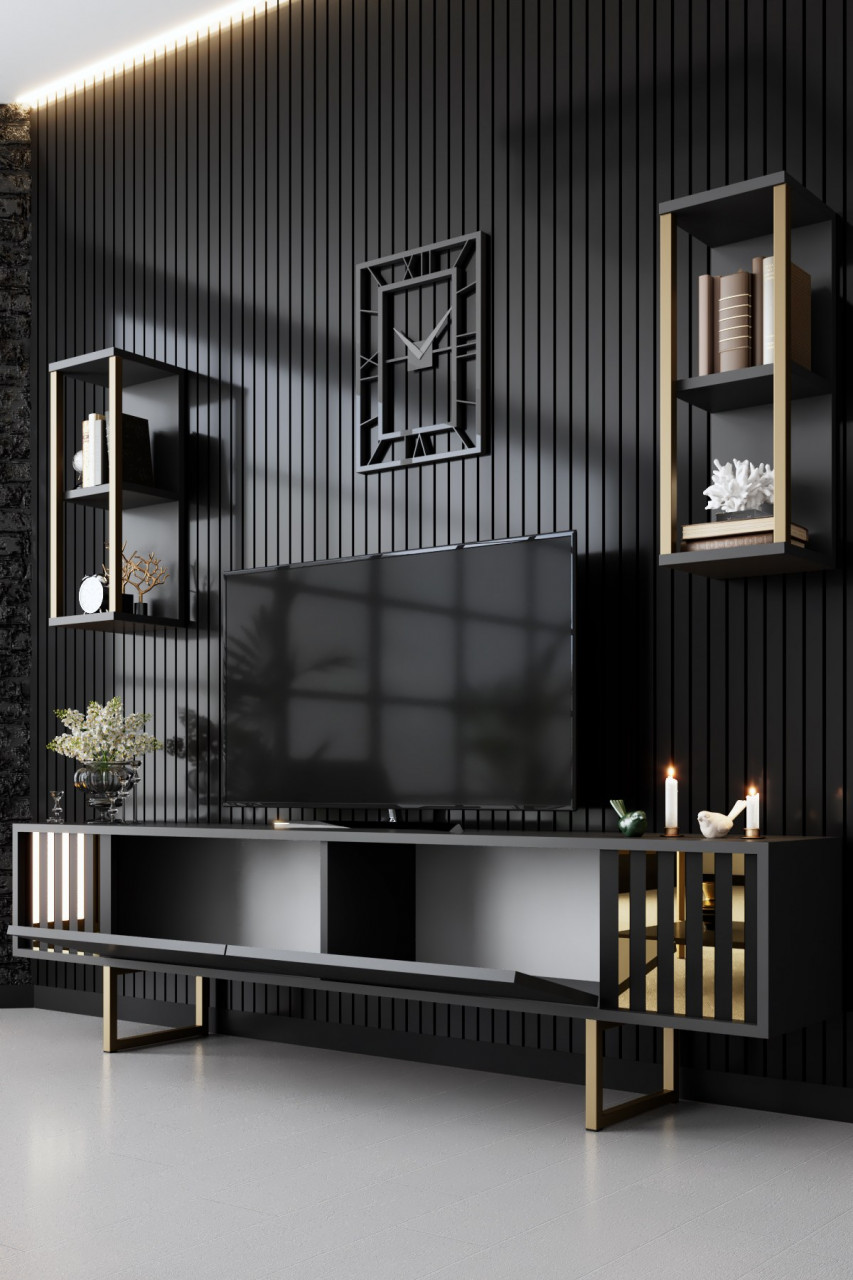 Poze Comoda TV Gold Line antracit/negru