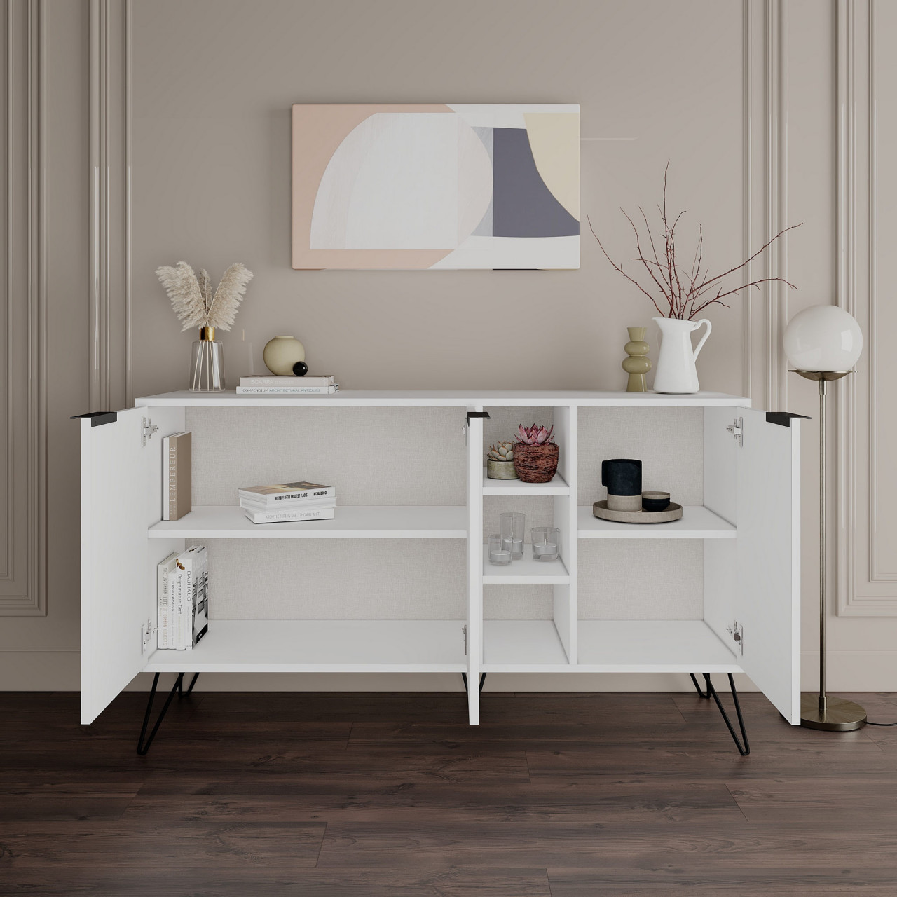 Poze Consola Clara MDF alba L142 cm - H83 cm