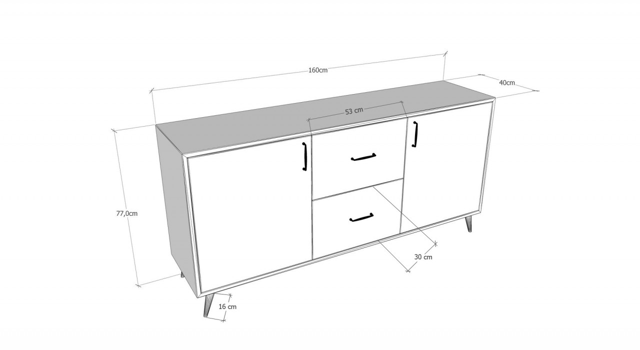 Poze Consola Cordoba din lemn cu sertare - L160 cm - H77 cm