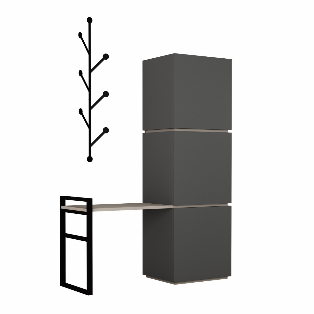 Poze Dulap MDF de incaltamnite Mello antracit L109 cm - H149 cm