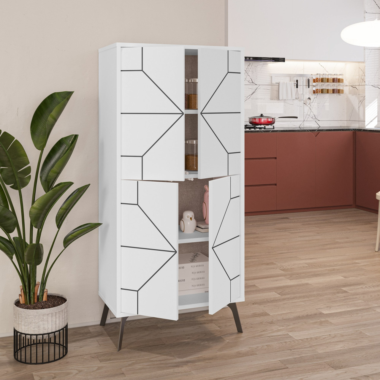 Poze Dulap MDF multifunctional Dune alb L62,6 cm - H136 cm