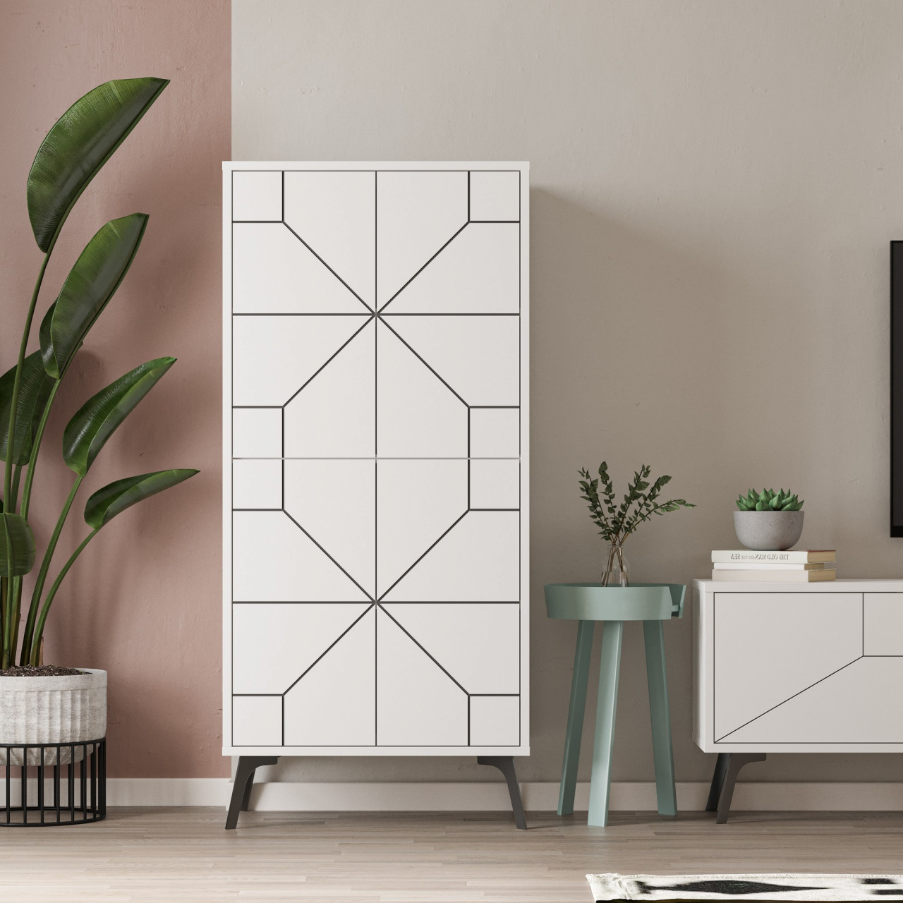 Poze Dulap MDF multifunctional Dune alb L62,6 cm - H136 cm