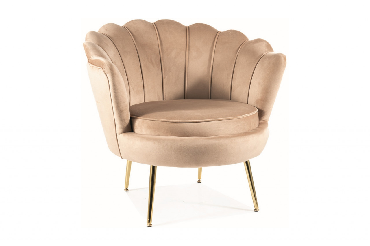 Poze Fotoliu Camellia 1 velvet bej Blu28/auriu