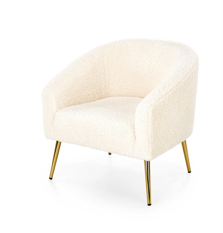 Fotoliu plusat grifon crem/gold – h78 cm