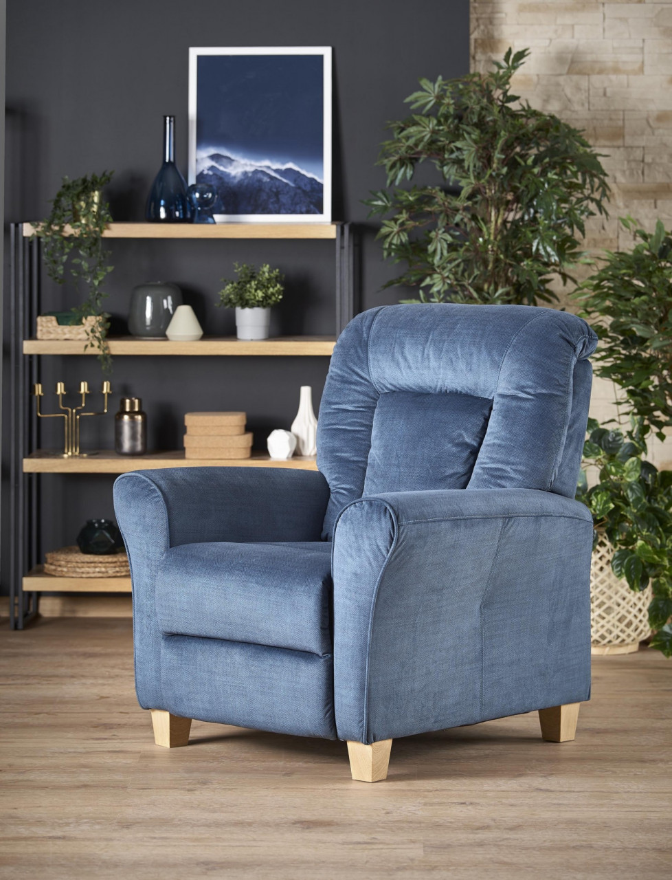 Poze Fotoliu recliner tapitat Bard bleumarin - H 102-76 cm