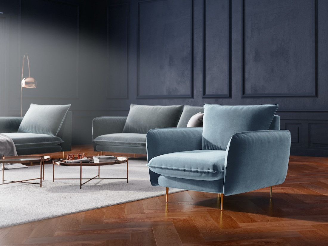 Poze Fotoliu tapitat Vienna velvet/gold – L95 x l92 x h95 cm