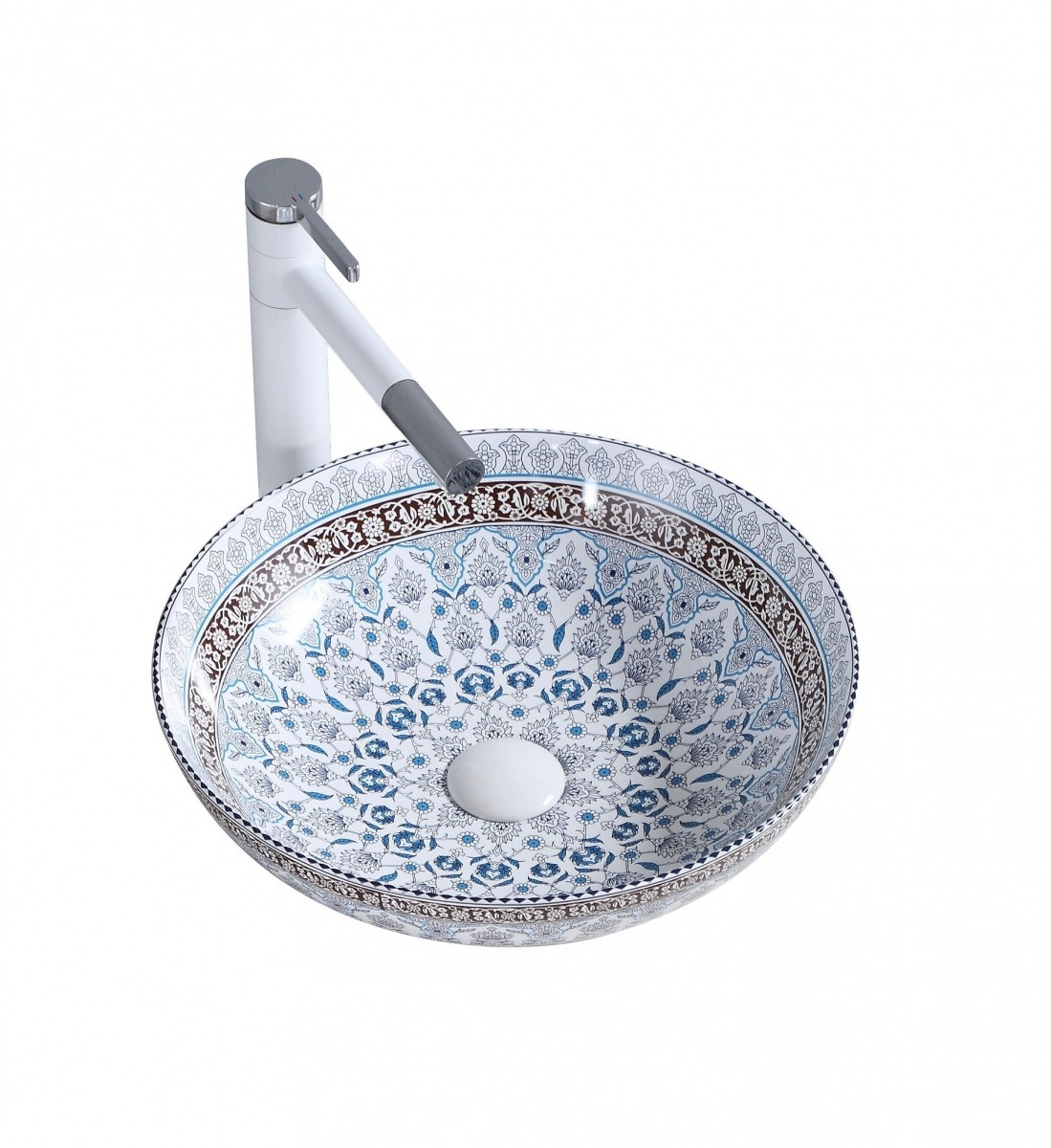 Poze Lavoar Arte motive florale ceramica sanitara - 40 cm