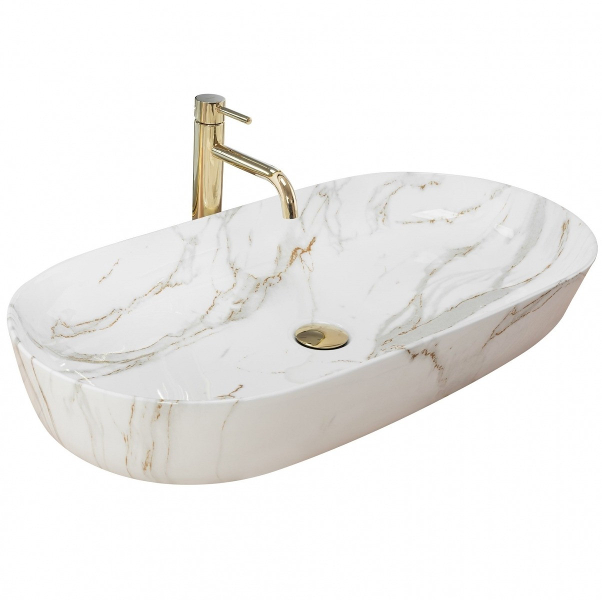 Poze Lavoar Cleo Alb Shiny Aiax ceramica sanitara – 81 cm
