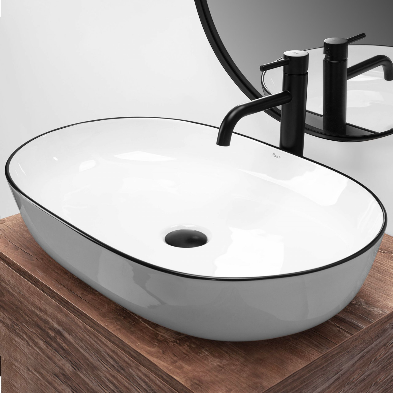 Poze Lavoar Cleo ceramic edge alb/negru