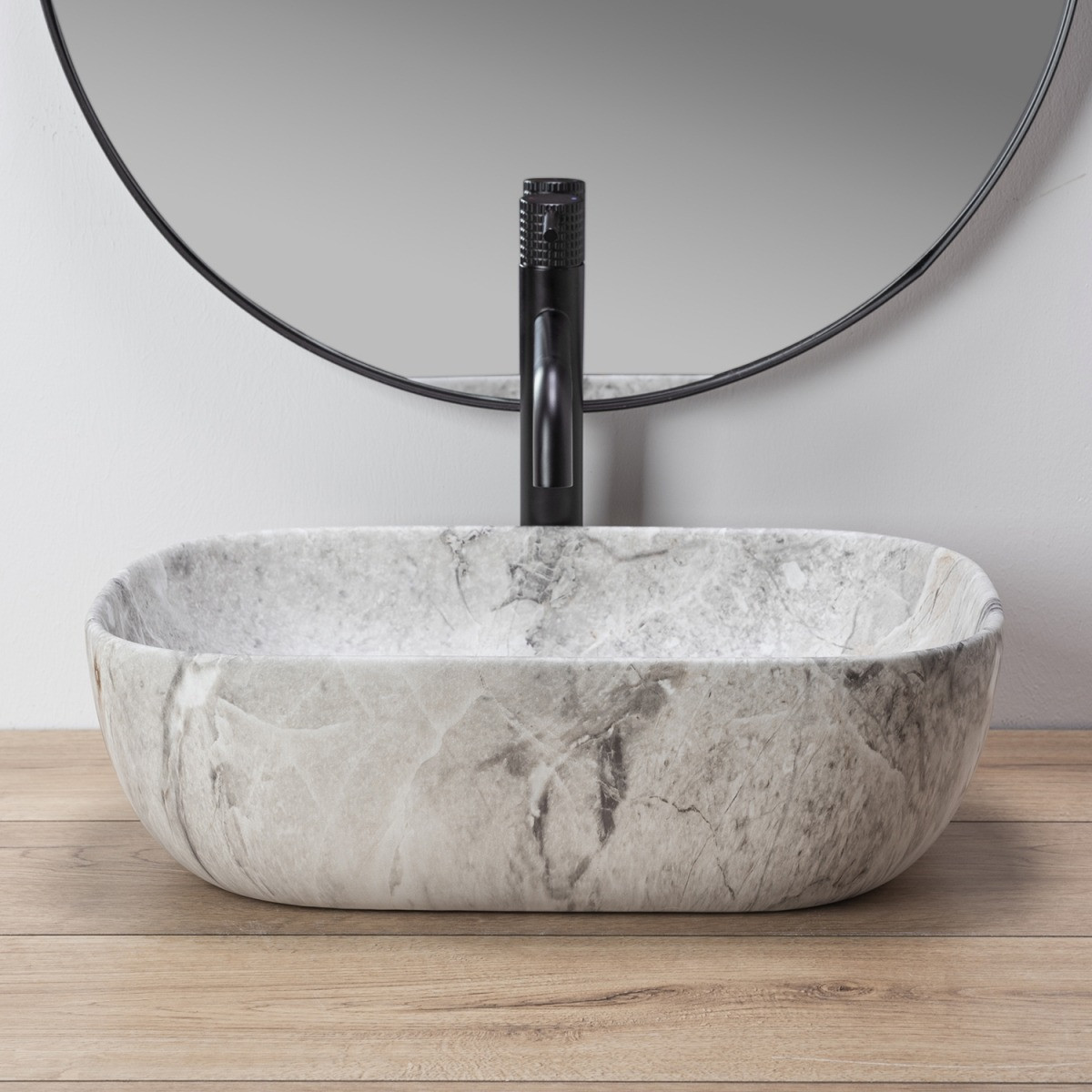 Poze Lavoar Livia Stone Marmura ceramica sanitara - 46,5 cm
