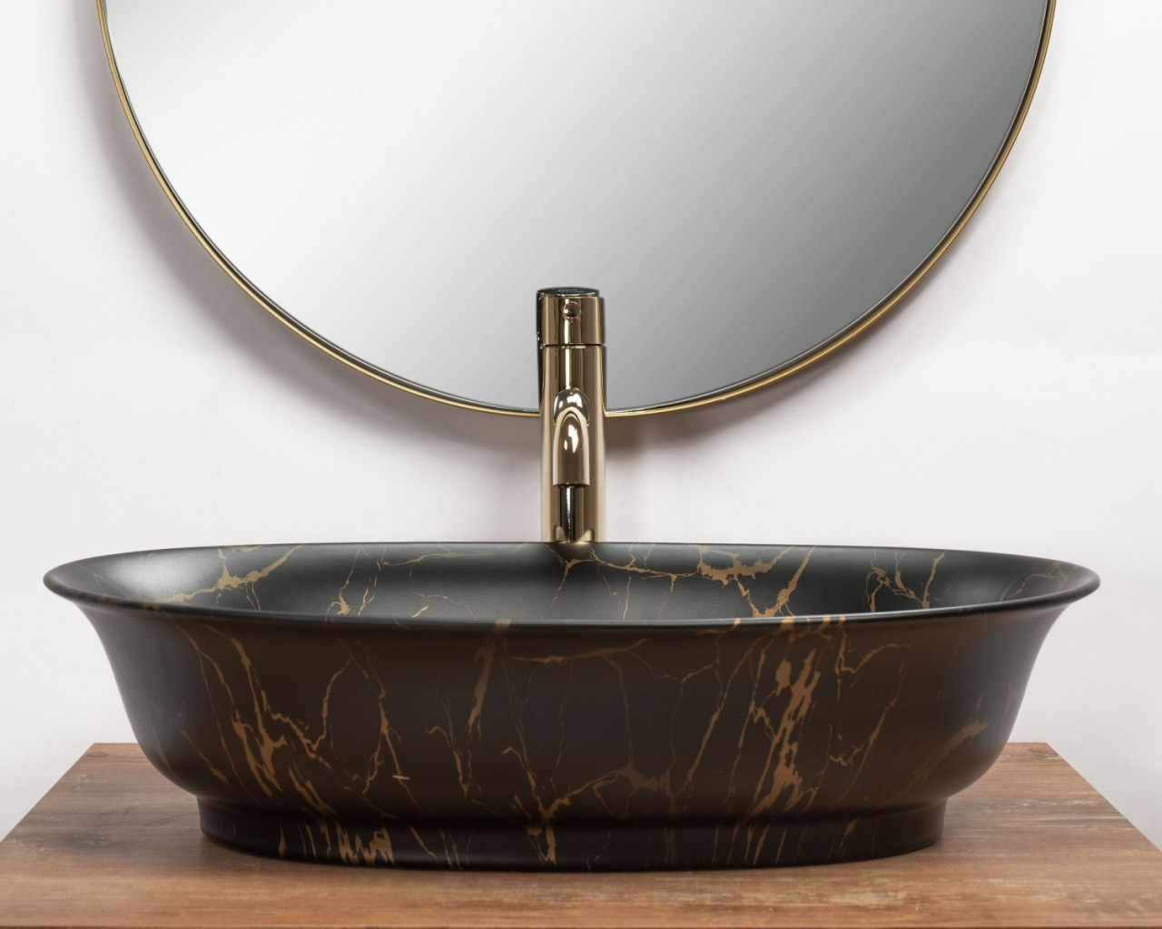Poze Lavoar Roma Negru Marble mat ceramica sanitara - 56 cm