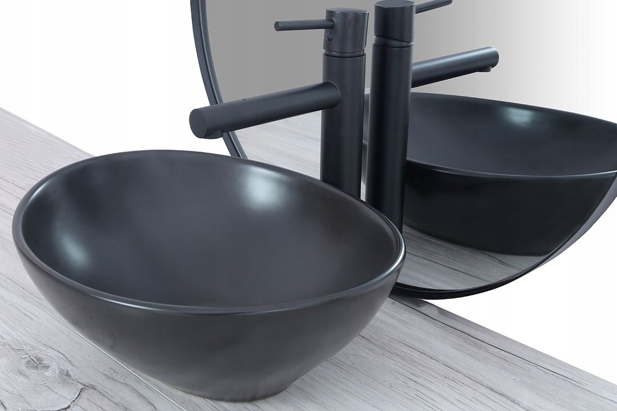 Poze Lavoar Sofia negru mat ceramica sanitara – 41 cm