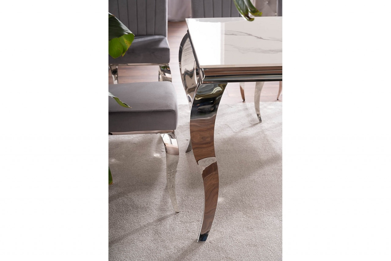 Poze Masa Ceramica Calacatta Prince alb/crom - l90 x L150 x h75 cm