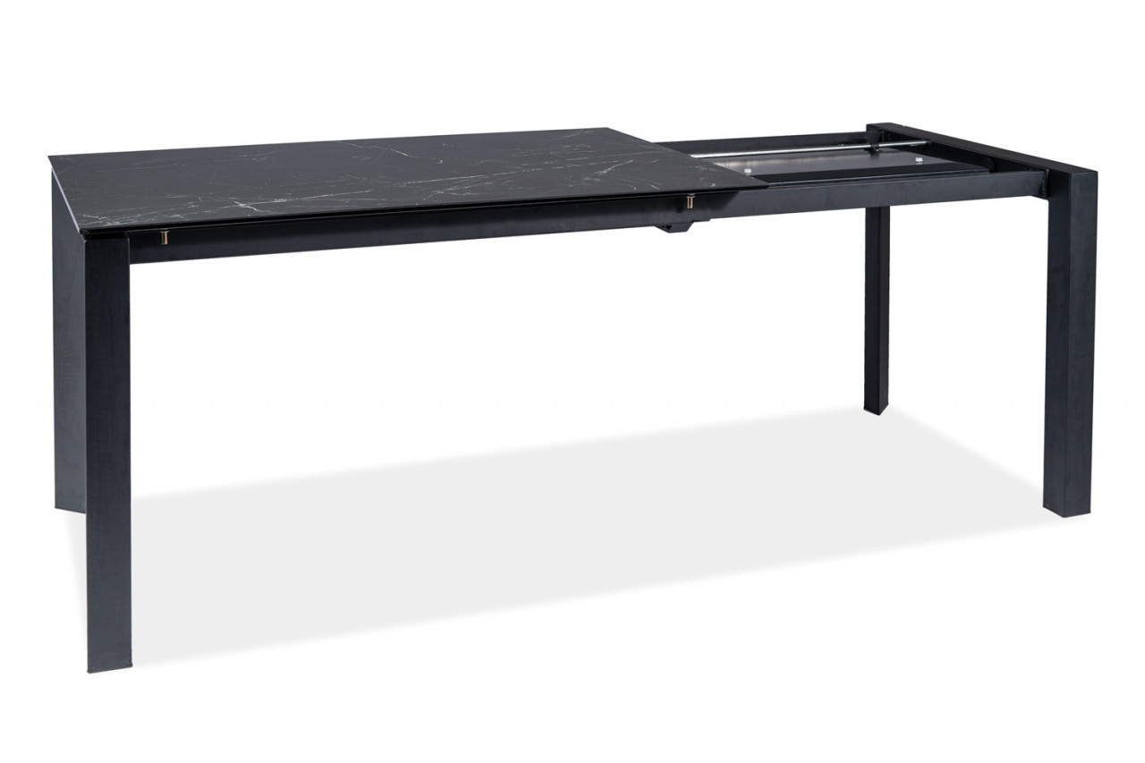 Poze Masa extensibila Metropol ceramica marmura neagra/negru mat – L120-180 cm