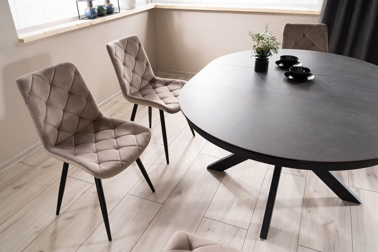 Poze Masa extensibila Porto Ceramica gri inchis/negru mat – L120-160 cm