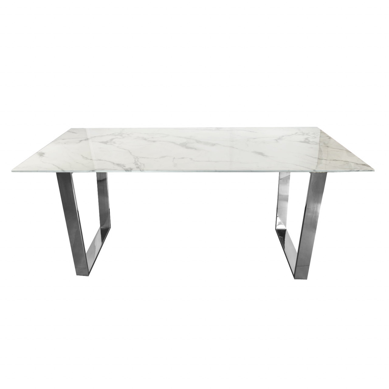 Masa madera alb/silver marmura – 160/80/75 cm