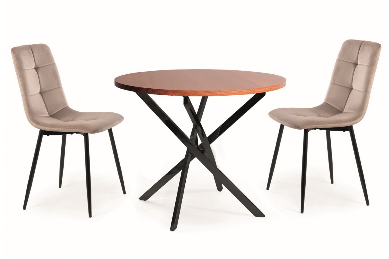 Poze Masa rotunda Agis nuc/negru - ø90 / H75 cm