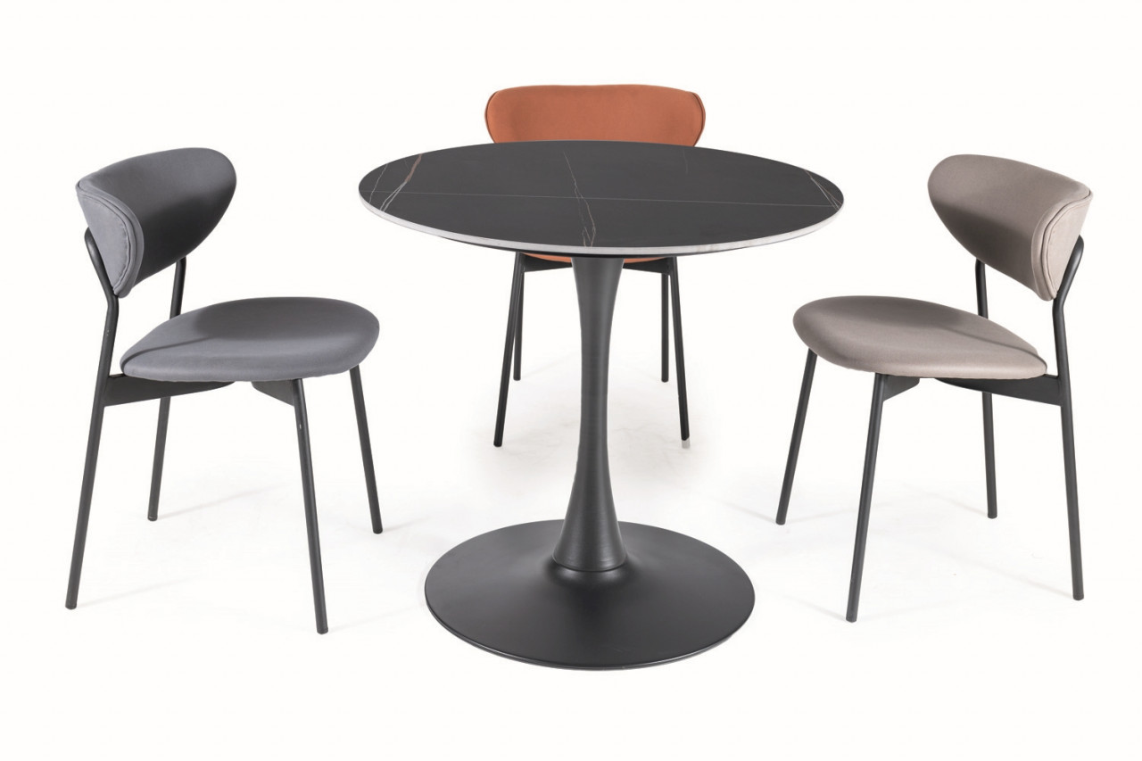 Poze Masa rotunda Espero negru mat/negru mat - ø80 / h75 cm