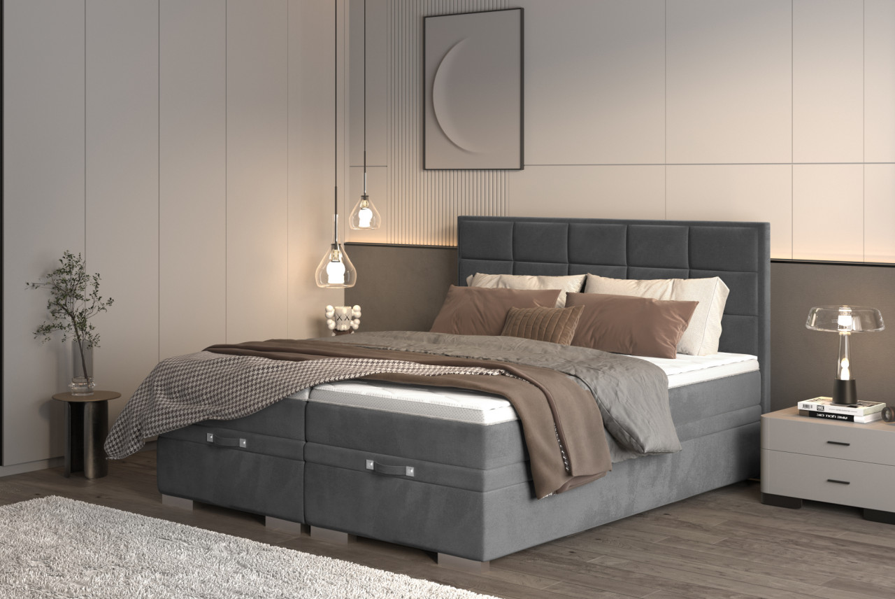 Poze Pat tapitat boxspring Gemma 160x200 cm