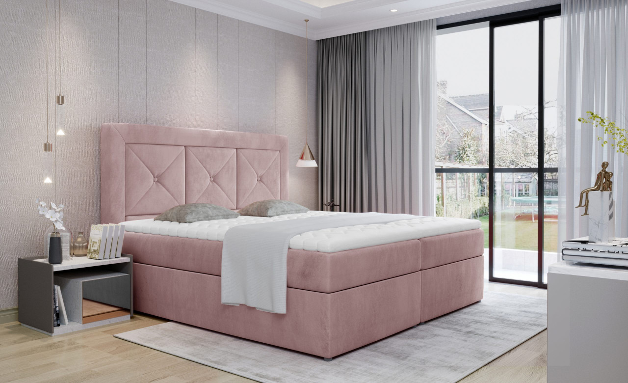 Poze Pat tapitat boxspring Idris – 180/200 cm