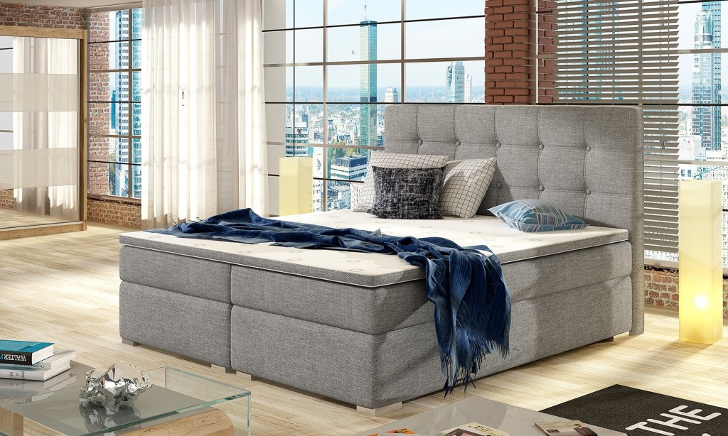 Poze Pat tapitat boxspring Inez – 180/200 cm