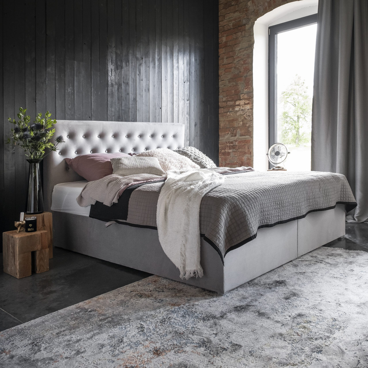 Poze Pat tapitat boxspring Loree – 140/200 cm