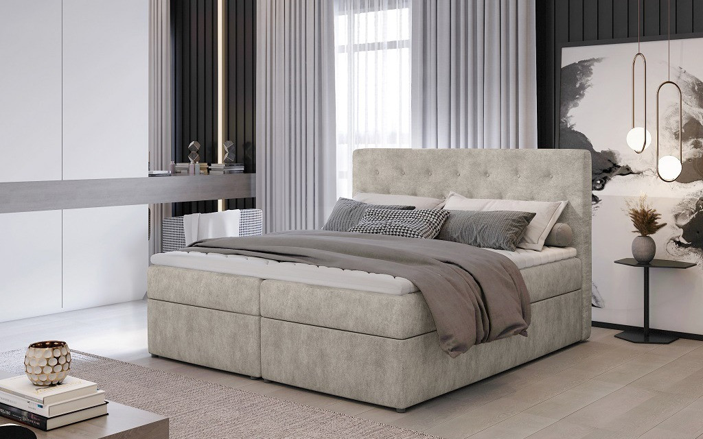 Poze Pat tapitat boxspring Loree – 160/200 cm