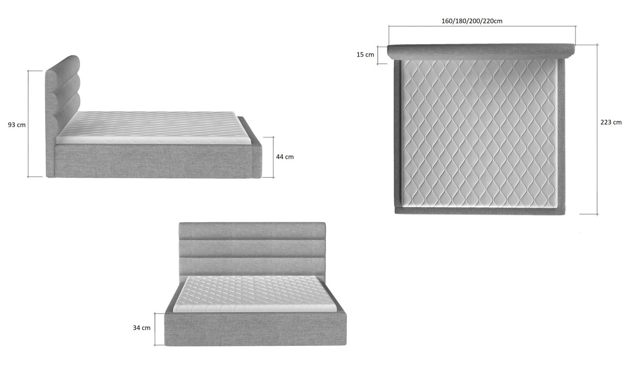 Poze Pat tapitat Caramel – 140/200, L223 x l140 x h93 cm