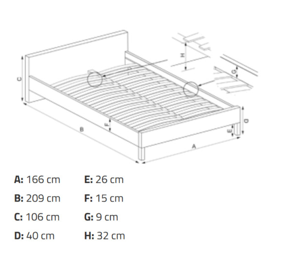 Poze Pat Tapitat Solomo 209x166x94 cm Lxlxh
