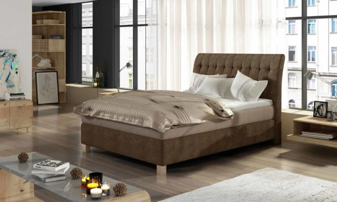 Pat tapitat tip boxspring Happy – 140/200, L220 x l141 x h100 cm