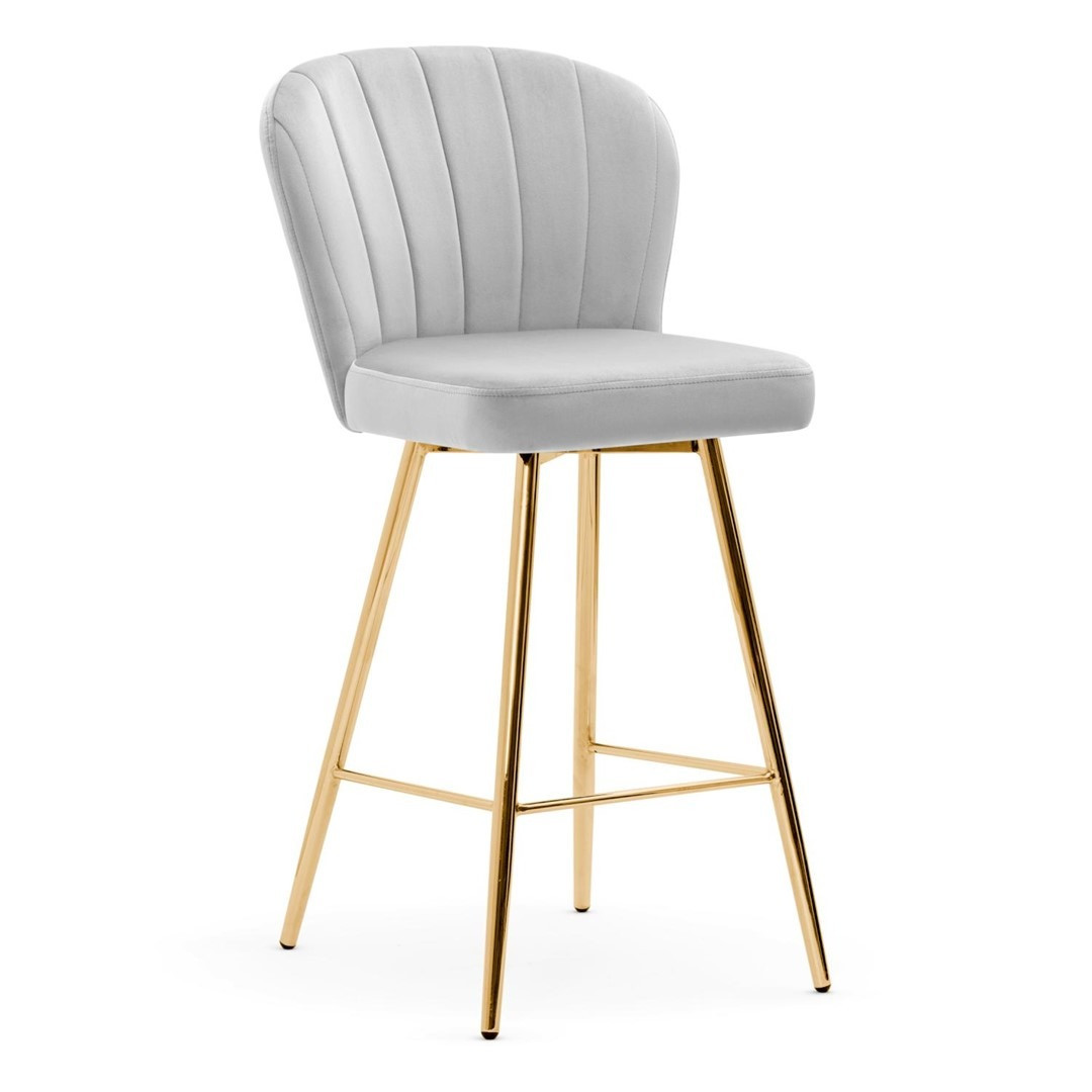 Poze Scaun de bar Shelly gri picioare gold - H107 cm
