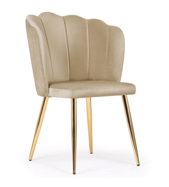 Poze Scaun tapitat Hilton bej picioare gold - H88 cm