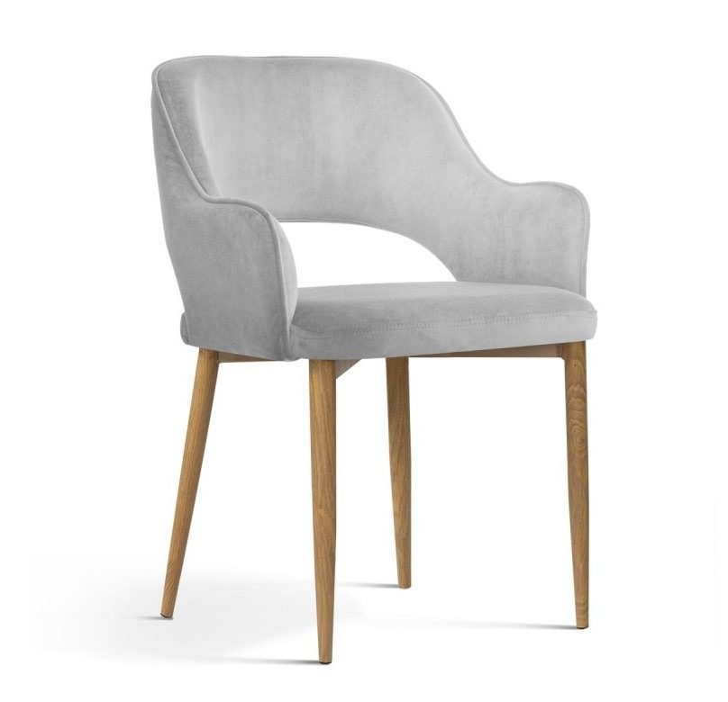 Poze Scaun tapitat Mercy gri picioare natur - H78 cm
