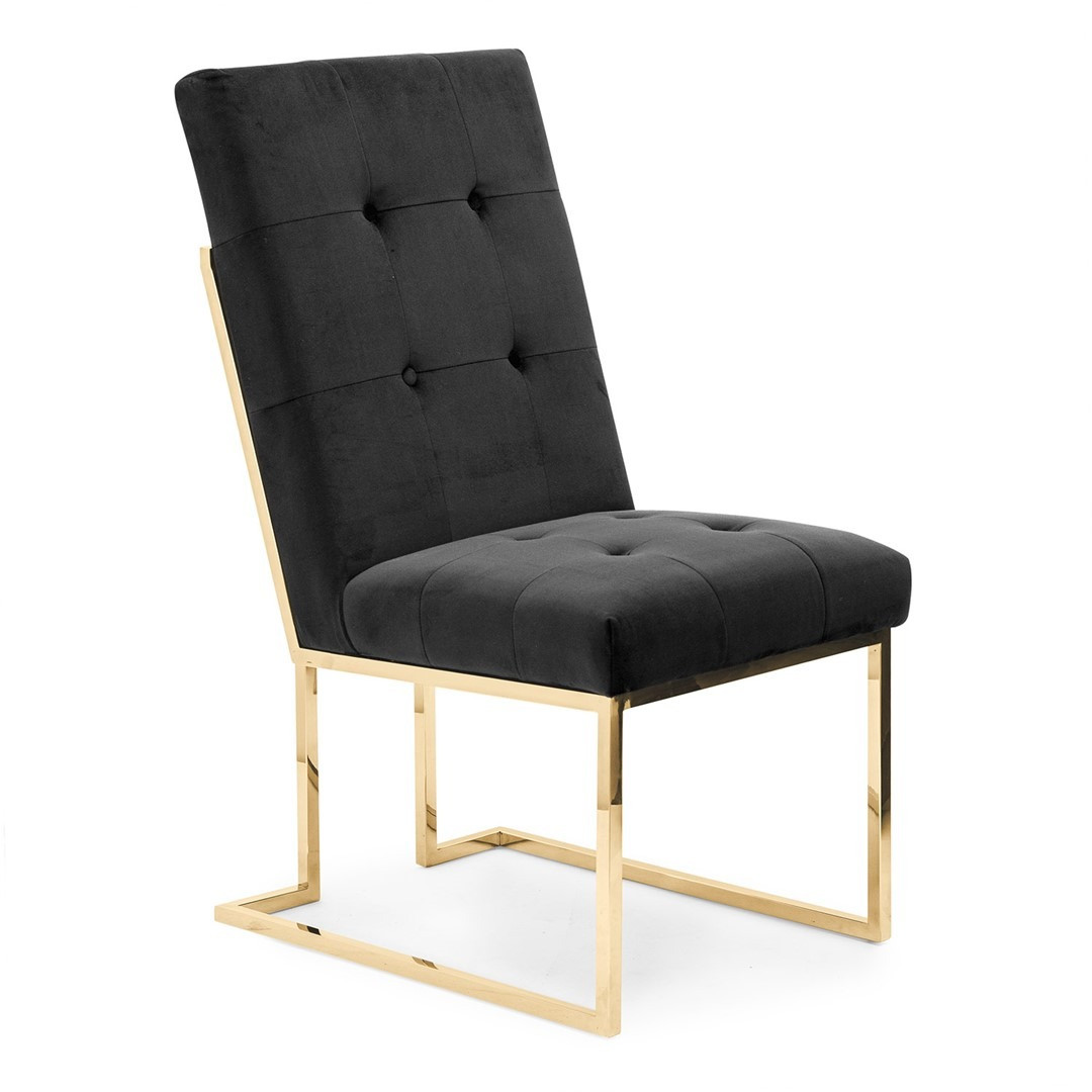 Poze Scaun tapitat Pierre negru/gold - H97 cm