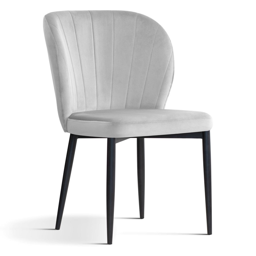Poze Scaun tapitat Shelly gri picioare negre - H88 cm