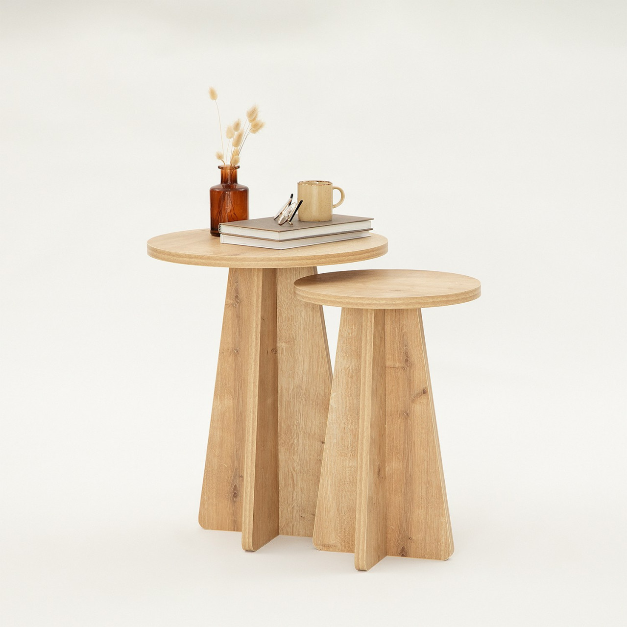 Poze Set 2 masute de cafea Mushroom stejar safir