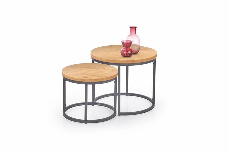 Set 2 mese de cafea oreo stejar auriu – d43-53xh35-45 cm