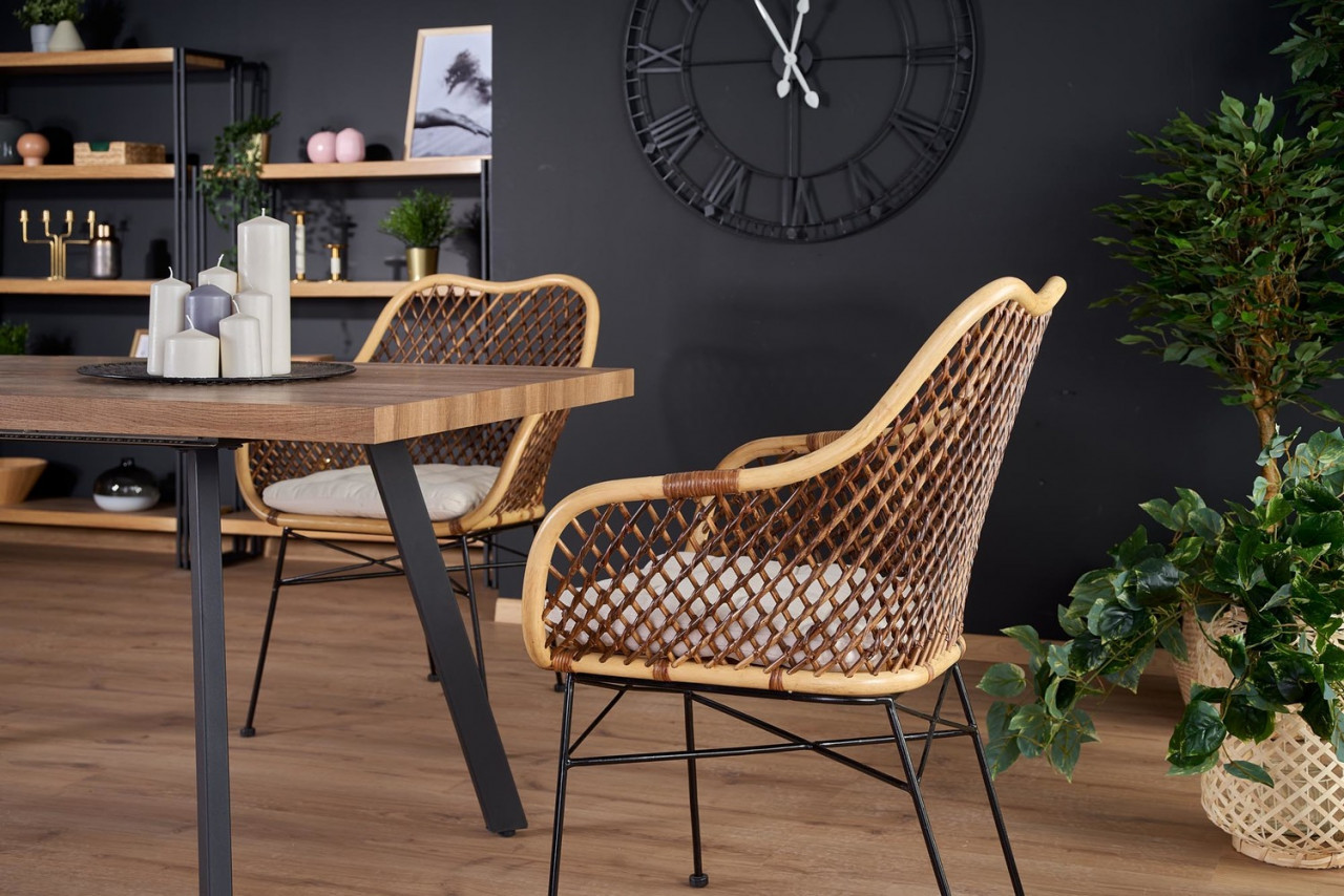 Poze Set masa extensibila Berlin L160-220 cm + 4 scaune K336 ratan natural