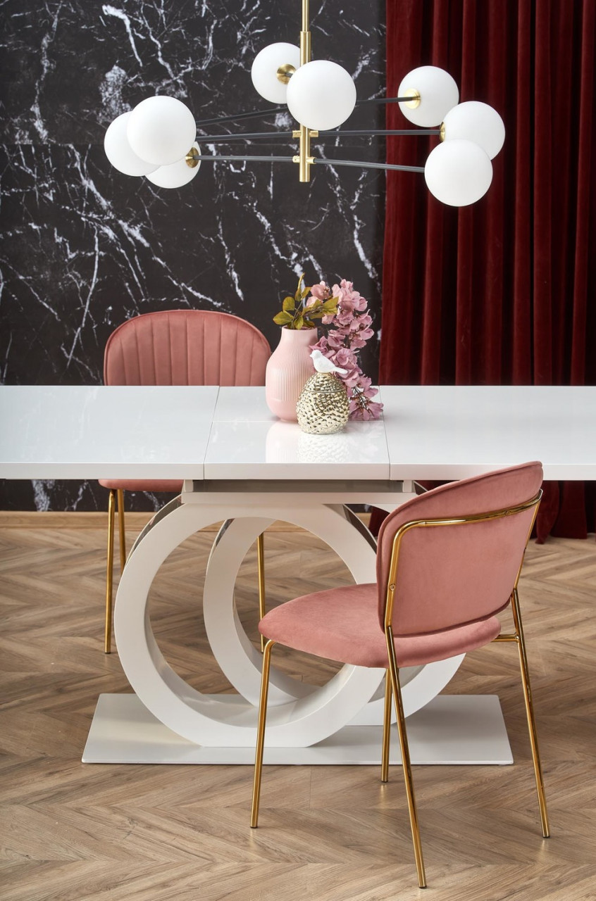 Poze Set masa extensibila Galardo + 4 scaune K499 velvet roz