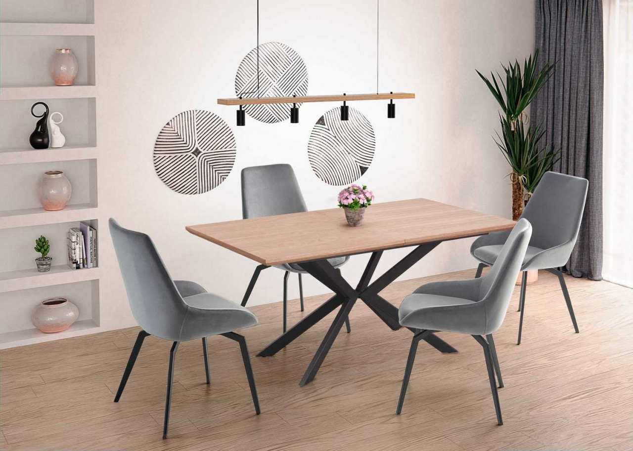 Poze Set masa extensibila Legarto L160-200 cm + 4 scaune K479 velvet gri