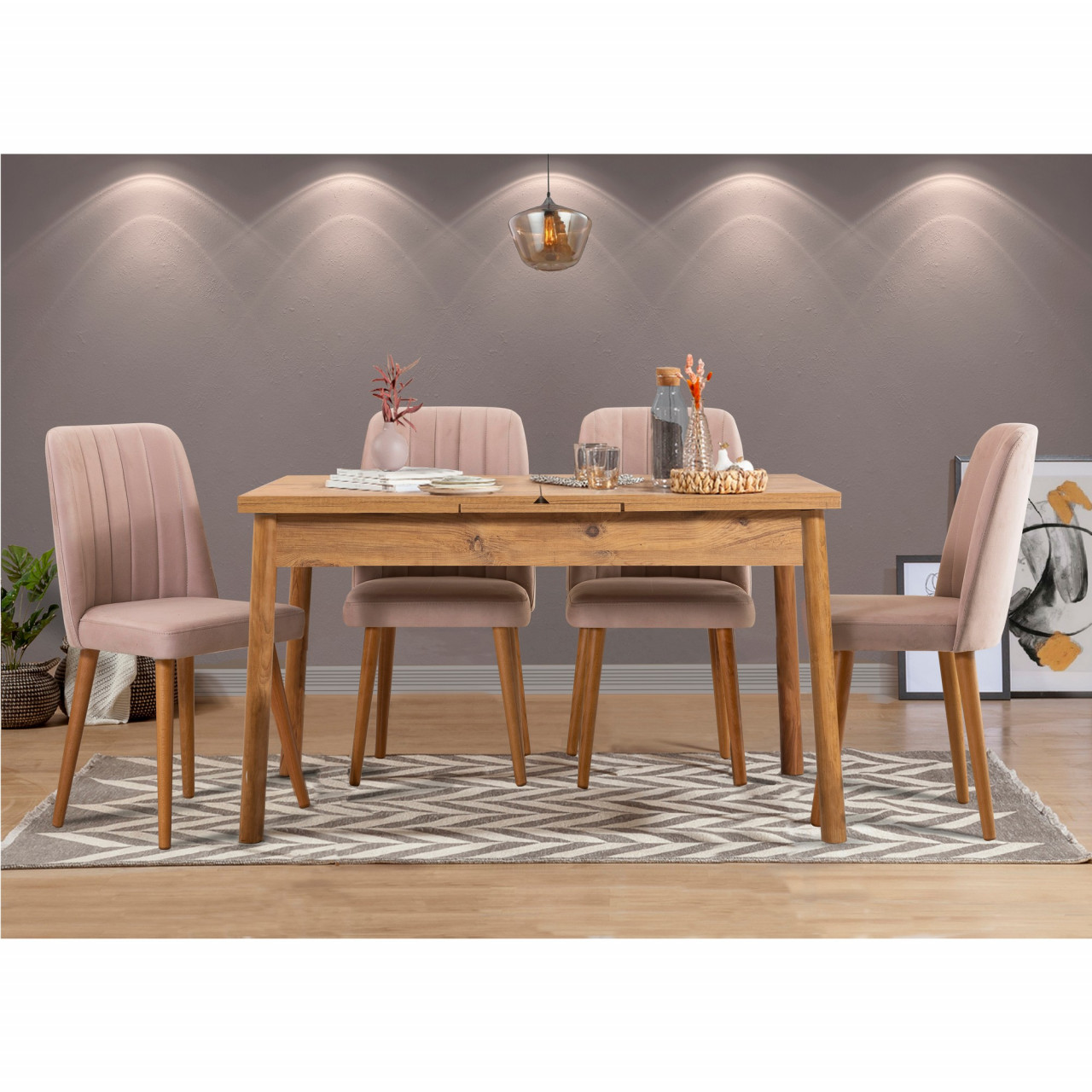 Poze Set masa extensibila si scaune (5 piese) Santiago Atlantic Stone