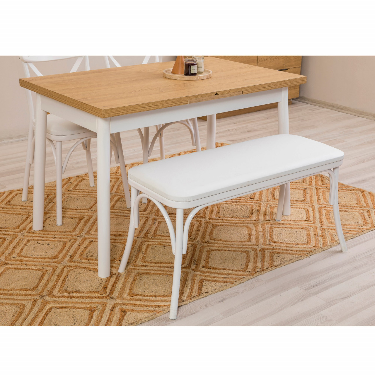 Poze Set masa extensibila si scaune (6 piese) OLİVER AÇL.WHİTE KARİNA-WHİTE