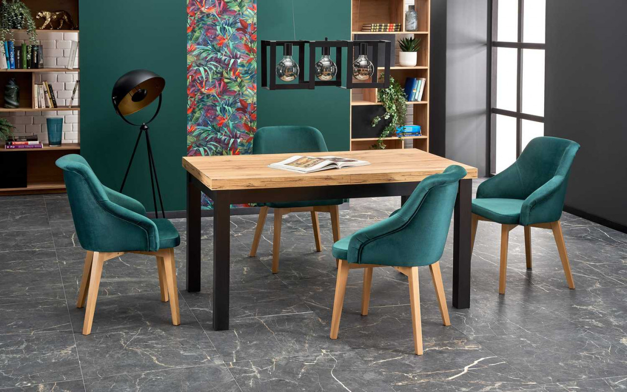 Poze Set masa extensibila Tiago L140-220 cm + 4 scaune Toledo 2 verde/stejar miere