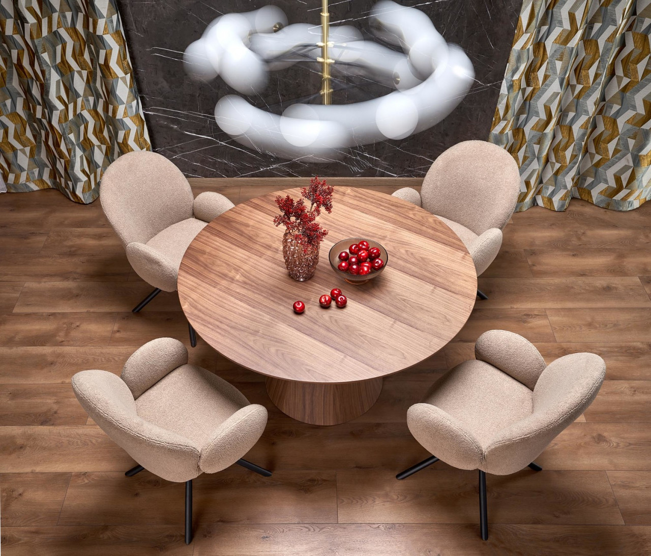 Poze Set masa rotunda Henderson + 4 scaune K498 bej