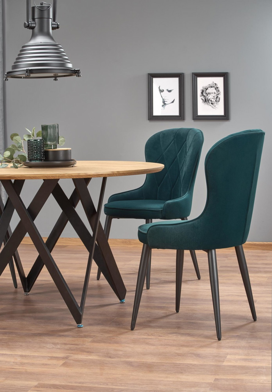 Poze Set masa rotunda Mozambik ø120 cm + 4 scaune K366 verde inchis