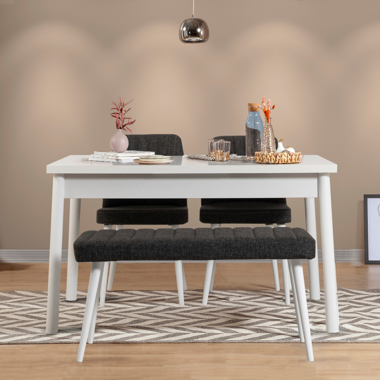 Poze Set masa si scaune (4 piese) Costa White-Anthracite