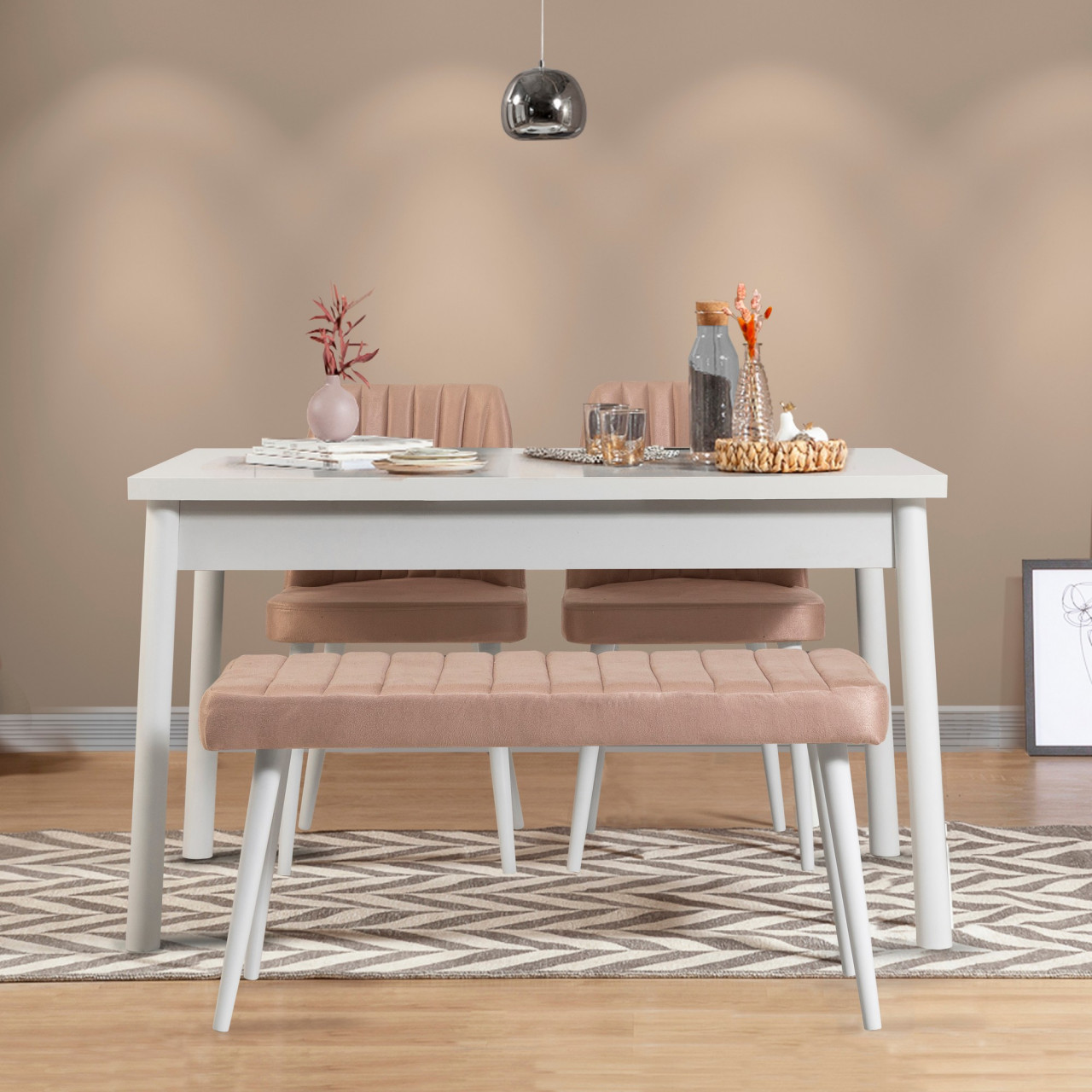 Poze Set masa si scaune (4 piese) Costa White-Stone